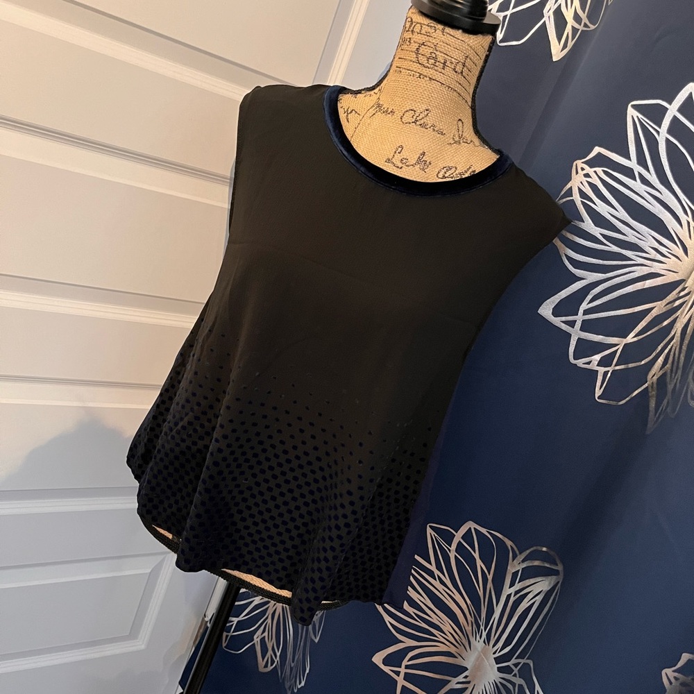 Zara Sleeveless Chiffon Top, Velvet collar